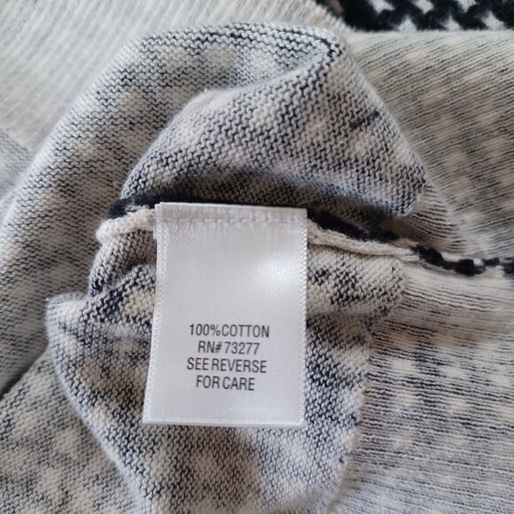Croft & Barrow Black & White Houndstooth Cardigan Sweater, 100% Cotton, Large - Picture 8 of 12